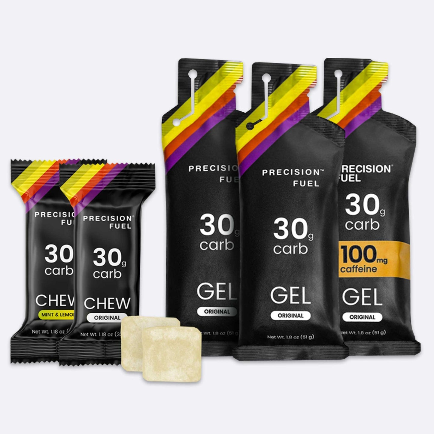 Tri gel & 2 Chew pack (PF30 gel x 2 / PF30 caffeine gel x 1 / Chew - Original x 1 / Chew - Mint and Lemon x 1)